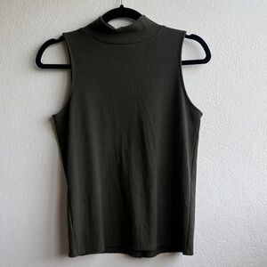 LOFT Olive Mock Neck Sleeveless Tank